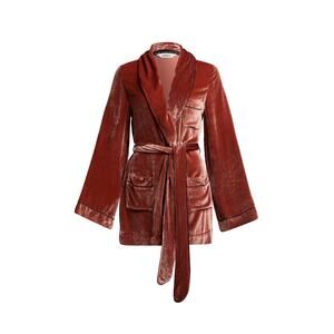 Sleeping With Jacques Net Sustain Bon Vivant Belted Velvet Robe Copper sz US 6